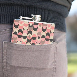 Mid-Century Modern Pink Pattern Hip Flask