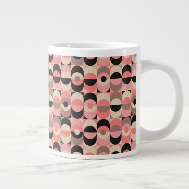 Mid-Century Modern Pink Pattern Large Coffee Mug (Right)