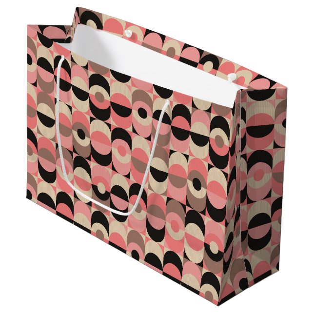 Mid-Century Modern Pink Pattern Large Gift Bag (Front Angled)