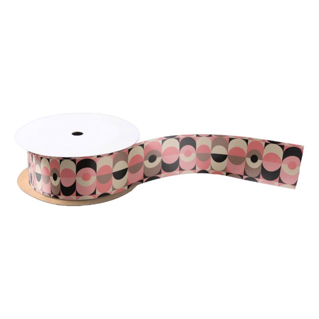 Mid-Century Modern Pink Pattern Satin Ribbon (Spool)