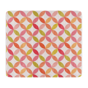 Mid Century Modern Pink Red Orange Circles Cutting Board