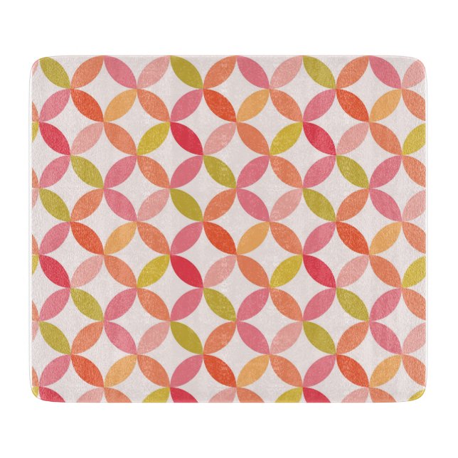 Mid Century Modern Pink Red Orange Circles  Cutting Board (Front)