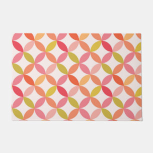Mid century Modern Pink Red Orange Circles  Doormat