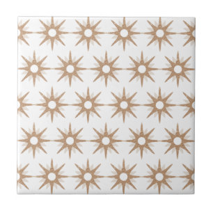Mid-Century Modern Pink Starburst Pattern Tile
