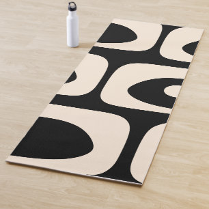 Mid Century Modern Piquet Abstract Pattern Black Yoga Mat