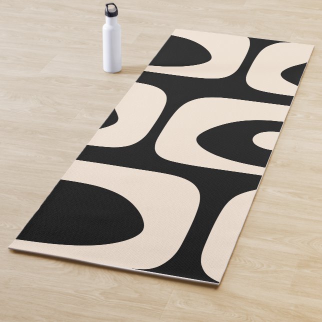 Mid Century Modern Piquet Abstract Pattern Black  Yoga Mat (In Situ)