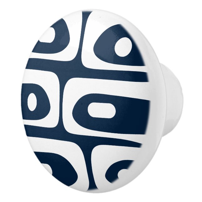 Mid-century Modern Piquet Minimalist Navy Ceramic Knob (Right)