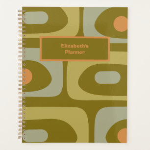 Mid-Century Modern Piquet Minimalist Olive Green Planner