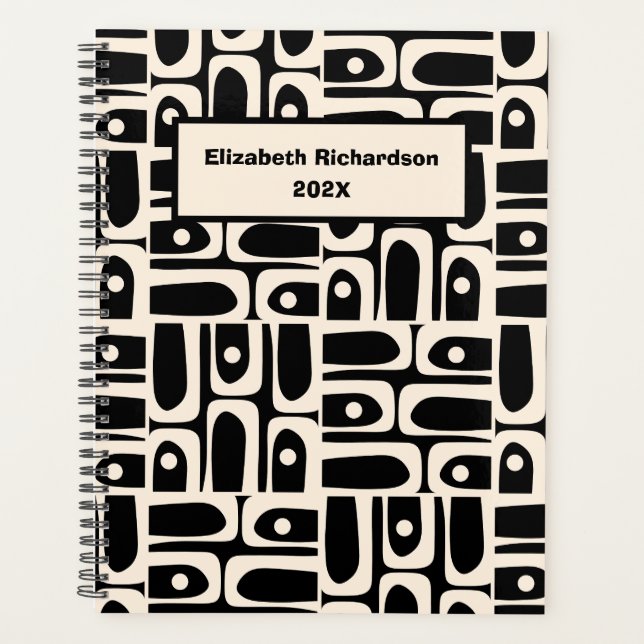 Mid-Century Modern Piquet Minimalist Personalised Planner (Front)
