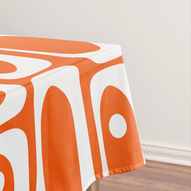 Mid-century Modern Piquet Orange Multi Pattern Tablecloth (In Situ)