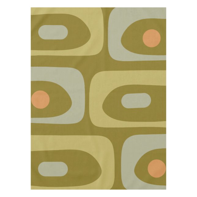 Mid-century Modern Piquet Pattern Olive Green Tablecloth (Front)