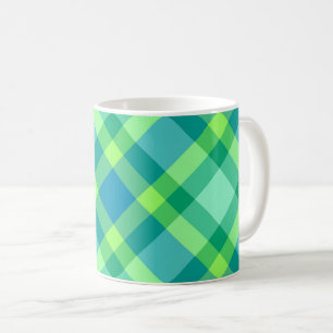 Mid-Century Modern Plaid, Jade Green & Turquoise Coffee Mug