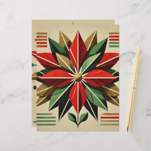Mid-Century Modern Poinsettia Scrapbook Paper