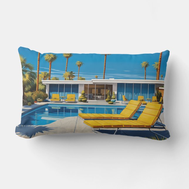 Mid-century Modern Pool Lumbar Cushion (Front)