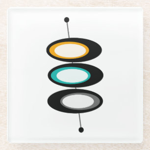 Mid Century Modern Print Glass Coasters