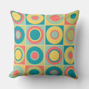 Mid - Century Modern Rainbow Circles Cushion