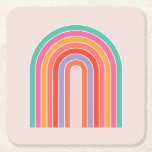 Mid Century Modern Rainbow Square Paper Coaster<br><div class="desc">Abstract Retro Rainbow – Colourful Rainbow.</div>