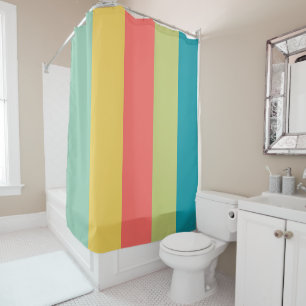 Mid - Century Modern Rainbow Stripes Shower Curtain