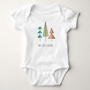mid century modern rainbow trees blush teal simple baby bodysuit