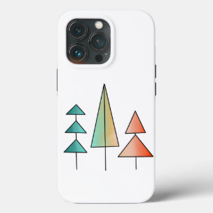 mid century modern rainbow trees blush teal simple iPhone 13 pro case