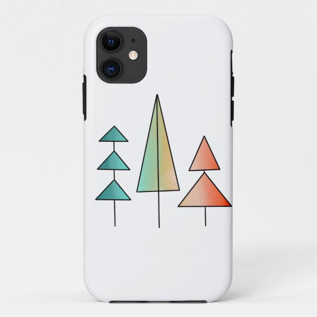 mid century modern rainbow trees blush teal simple Case-Mate iPhone case (Back)