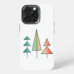 mid century modern rainbow trees blush teal simple iPhone 13 pro case