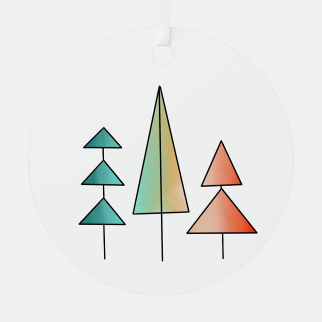 mid century modern rainbow trees blush teal simple metal tree decoration (Front)