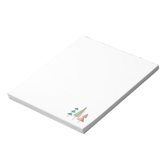 mid century modern rainbow trees blush teal simple notepad (Rotated)