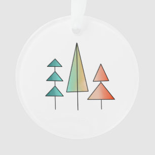 mid century modern rainbow trees blush teal simple ornament