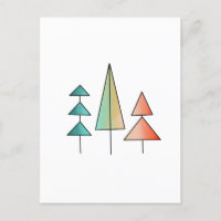 mid century modern rainbow trees blush teal simple