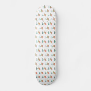 mid century modern rainbow trees blush teal simple skateboard