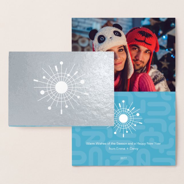 Mid-Century Modern Real Silver Foil Christmas MOD Foil Card (Display)