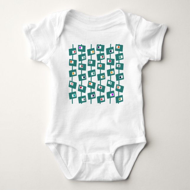 Mid-Century Modern Rectangles and Squares  Baby Bodysuit (Front)