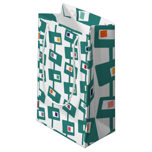Mid-Century Modern Rectangles and Squares Small Gift Bag (Front Angled)