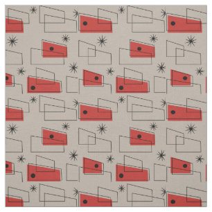 Mid-Century Modern Rectangles Red Fabric