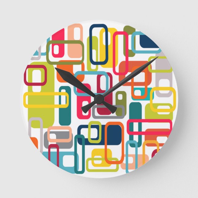 Mid-century Modern Rectangles Round Clock (Front)