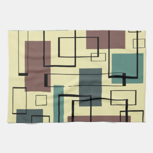 Mid Century Modern Rectangles Tea Towel