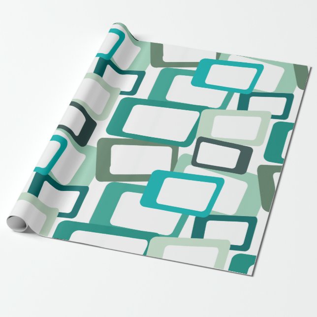 Mid-Century Modern Rectangles  Wrapping Paper (Unrolled)