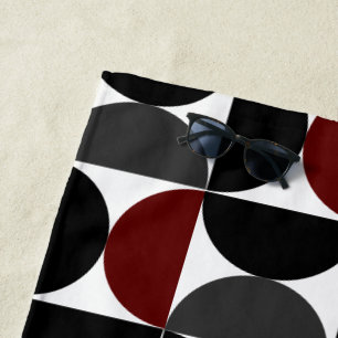 Mid-Century Modern Red Black and Grey   Beach Towel