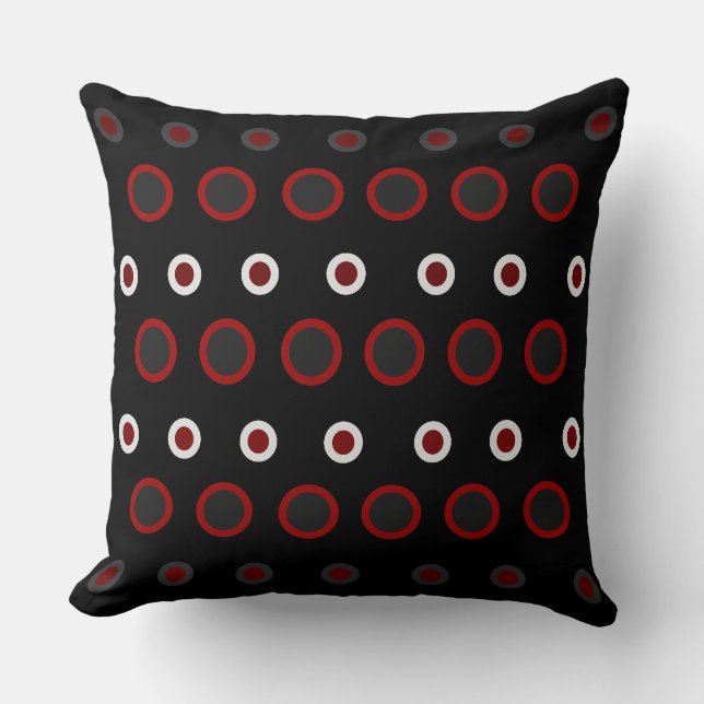 Mid-Century Modern red, black and grey   Cushion (Front)