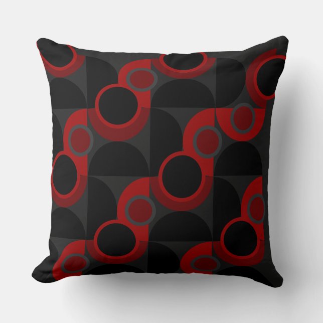 Mid-Century Modern red, black and grey       Cushion (Front)