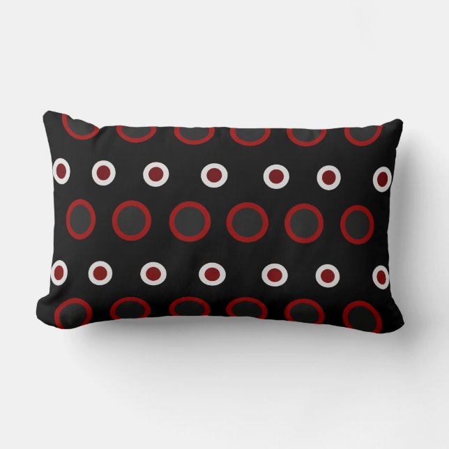 Mid-Century Modern red, black and grey     Lumbar Cushion (Front)