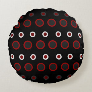 Mid-Century Modern red, black and grey    Round Cushion