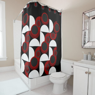Mid-Century Modern red, black and grey Shower Curtain