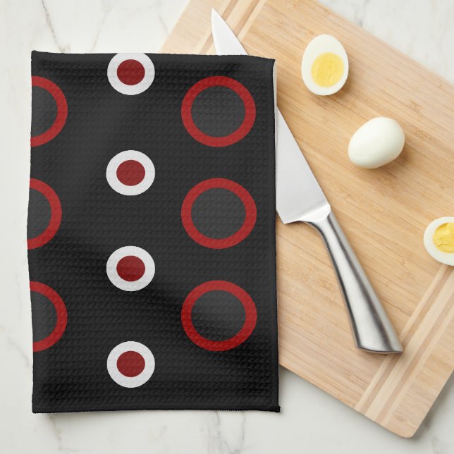 Mid-Century Modern red, black and grey     Tea Towel (Quarter Fold)
