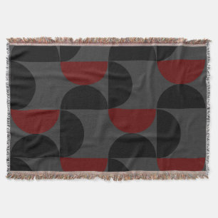 Mid-Century Modern Red Black and Grey    Throw Blanket