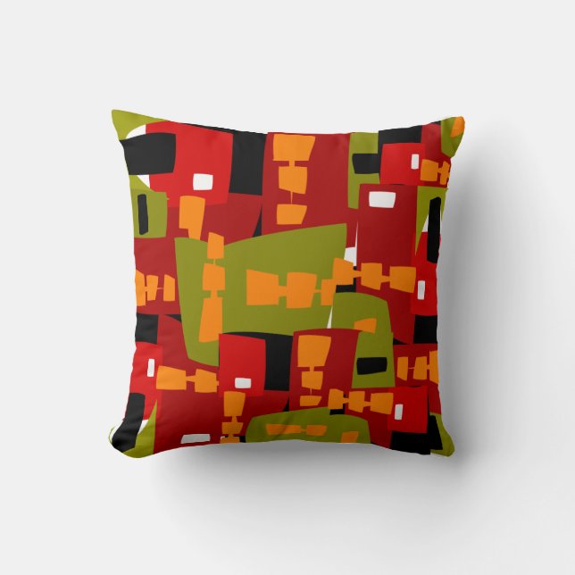 Mid-Century Modern Red Chaos Cushion (Front)
