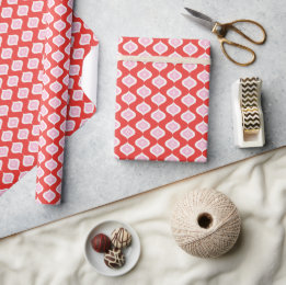 Mid Century Modern Red & Pink Christmas Geometric Wrapping Paper