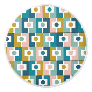 Mid-century Modern Rektangel Geometric Pattern  Ceramic Knob