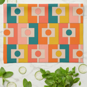 Mid Century Modern Rektangel Geometric Pattern Tea Towel